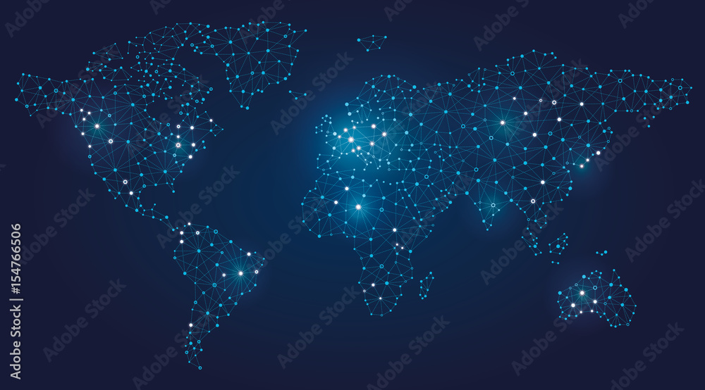 Image représentant une carte du monde numérique